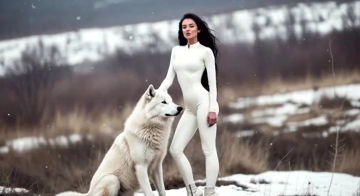 Weißer Wolf im Schneefeld