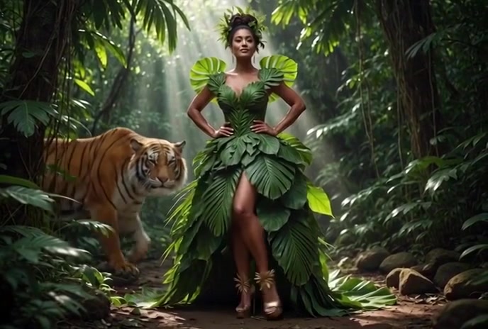Blätterkleid und Tigerpfad